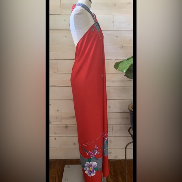 VTG 1970s NWT Deadstock Sand Pebble Hawaii Floral Maxi Wrap Sarong Dress Red - Picture 2 of 8